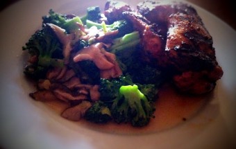 Grilled Soy-Galanga Chicken With Broccoli and Shiitakes